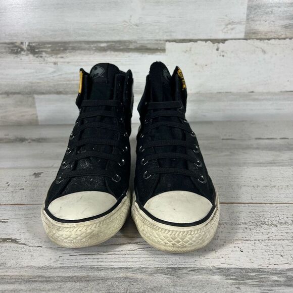 Converse Batman DC‎ The Dark Knight All-Star Black / Silver Hi 125562C Sz 4 - Picture 4 of 8
